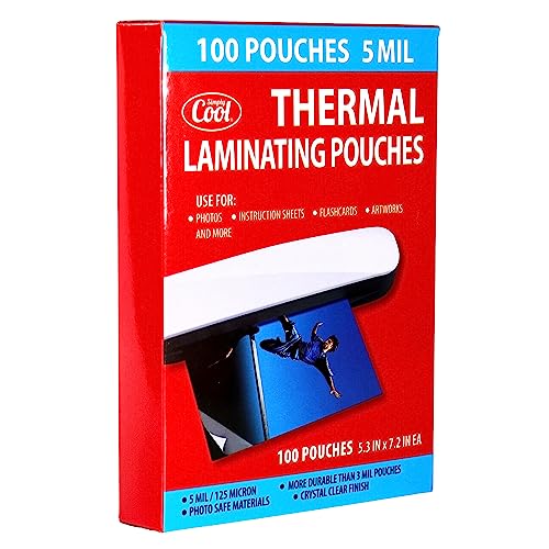5MIL Thermal Laminating Pouches (100 Count) 5.3x7.2 inch Photo Size Dry