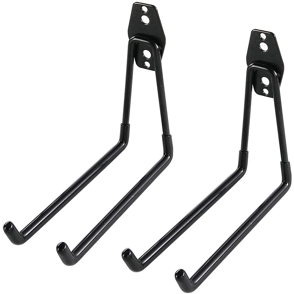 ANCLLO 2 Pack Black Garage Storage Utility Hooks Garage Garden Tool Organizer Steel Wall Mount Hooks Garden Small U Hooks-Large