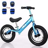 Kids Balance Bike, No Pedal Toddler Bike with Carbon Steel Frame Adjustable Handlebar and Seat Toddler Walking Bicycle for Kids 2 to 6 Years Old