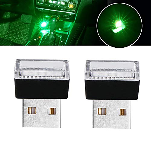 BukNikis Simple LED USB light LED Car Interior Atmosphere Lamp Car Interior Accessories lighting (Green, 2 PCS)