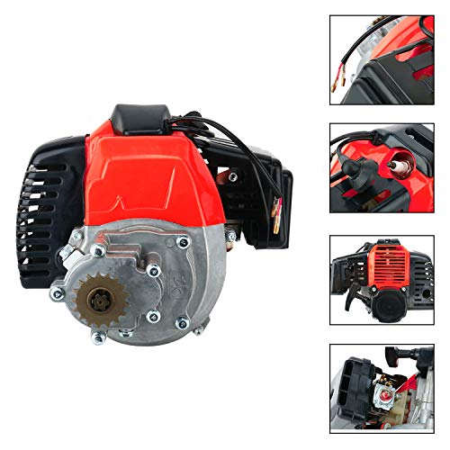 YaeGarden 49cc Engine 2 Stroke with Gear Reduction Transmission for 17T T8F Sprocket Pocket Bike Gas Scooter Mini ATV