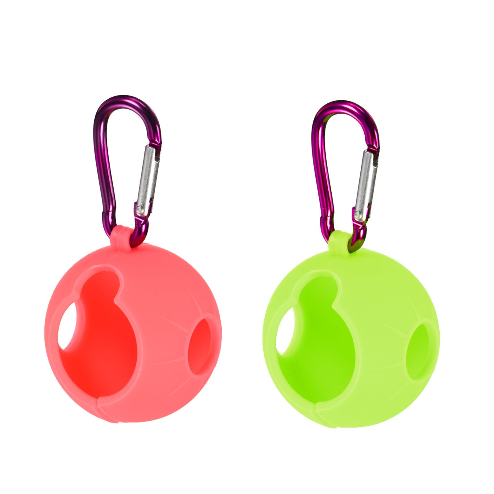 PATIKIL Golf Ball Holder, 2 Pack Silicone Balls Carrier Protective Portable Sleeve with Buckle for Golf Bag Belt, Pink, Green