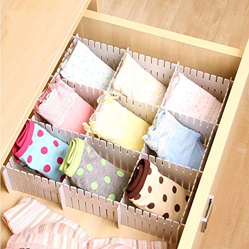 ShineMe Drawer Organizer 24pcs DIY Plastic Drawer Dividers Household Storage ShineMe Thickening Housing Spacer Sub-Grid Finishing Shelves for Home Tidy Closet Stationary Makeup Socks Organizer (White)