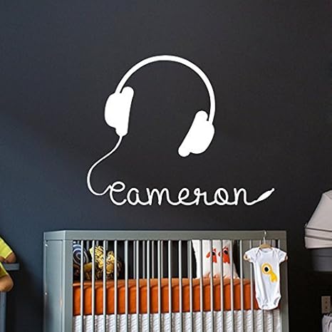 Amazon Co Jp パーソナライズ名前子供ギフトdjヘッドフォンデカールビニールステッカー音楽壁装飾壁画壁デカール男の子名デカール Diy Tools Garden