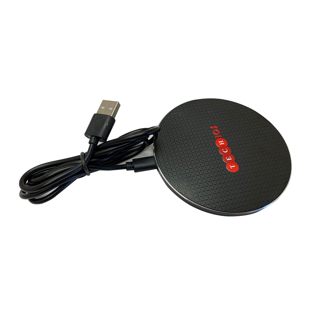 TechICS 15W Wireless Charger Qi-Certified Wireless Charging Pad Compatible with all SMART PHONES Apple/Samsung/Others- UK's Number 1 Fast Selling Chargers