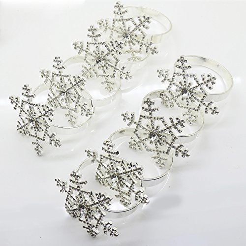 image for Elehere Snowflake Napkin Rings Set of 12 for Christmas, Holidays, Dinn