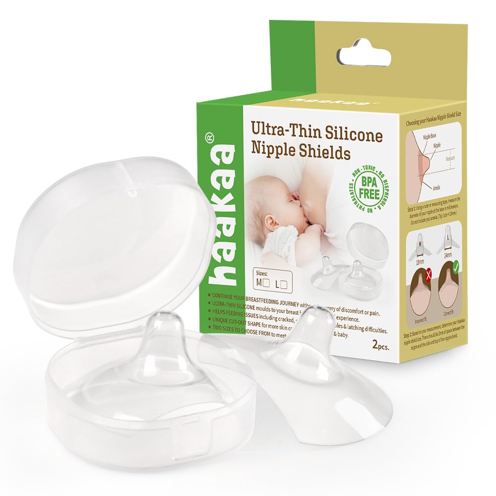 haakaa Silicone 2-Pieces Nipple Shields with Carry Case, 7.71 g