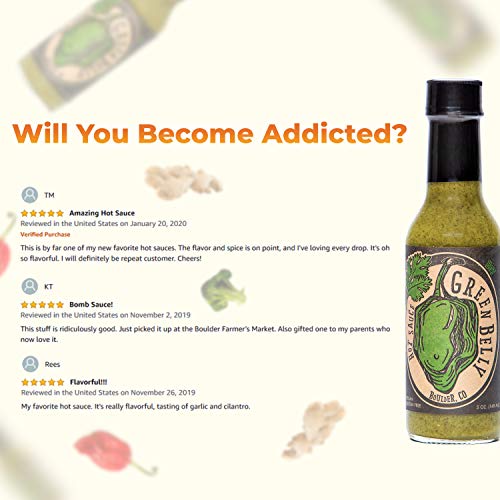Green Belly Hot Sauce uses Cilantro, Habanero, Garlic & Organic Apple