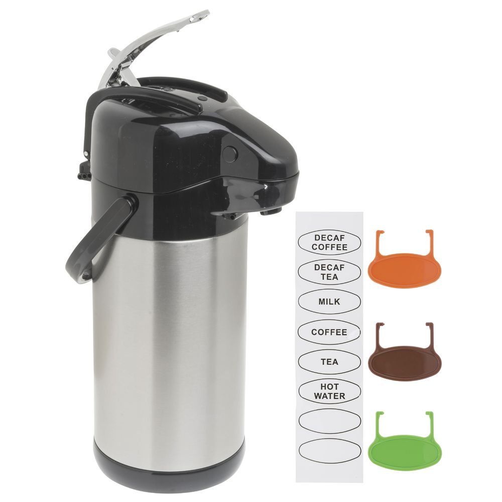 HUBERT Airpot Coffee Dispenser with Lever Lid, Thermal 2.5 Liter