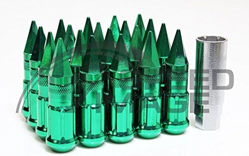 Z Racing Steel Spike Lug Nuts 20 Pieces with Socket Key - 12x1.5mm - Green