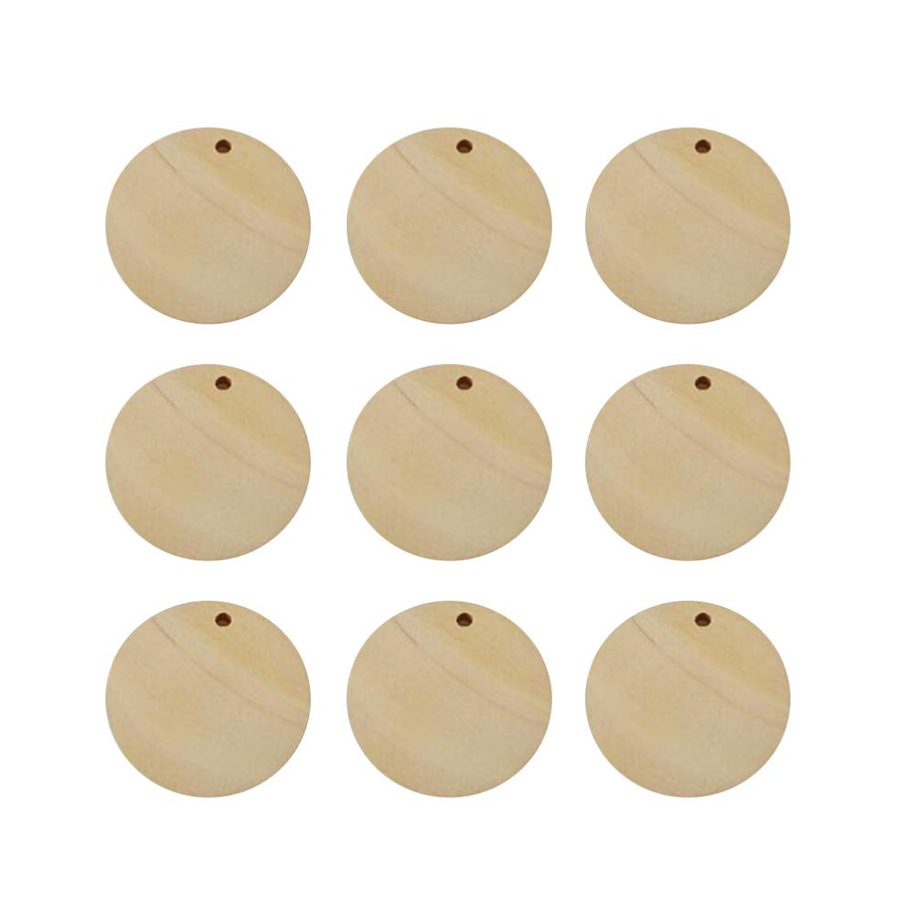 Board Tags 100pcs Unfinished Round Wooden Slices with Holes Wood Discs Circles Wood Earring Blanks for DIY Craft Jewelry Findings Charms Pendant 25MM DIY Wood Projects
