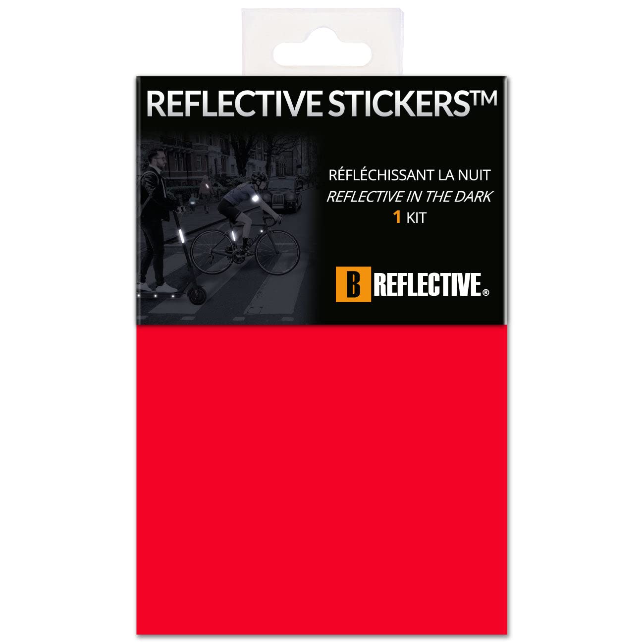 B REFLECTIVE 3M® COLORS™, Cut-out Retro-Reflective Sticker Sheet, Multi Support: Bicycle, Scooter, Motor Scooter, All Helmets, 3M Technology, 20x30 cm, Red