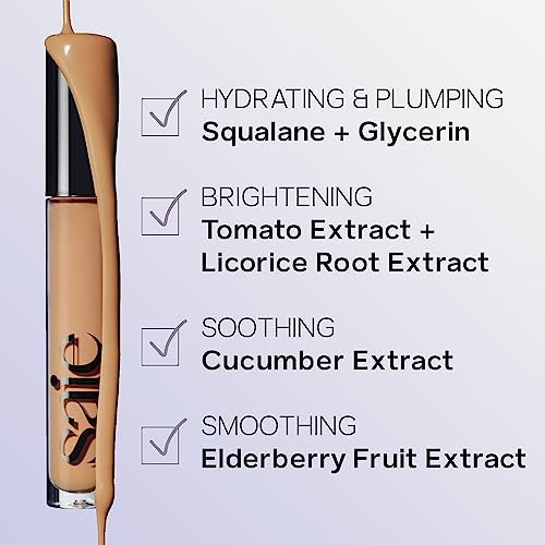 Saie Hydrabeam Under Eye Brightener - Sheer + Hydrating Concealer with Glycerin, Squalane + Cucumber Extract - Brightening Under Eye Concealer + Corrector for Even, Glowing Skin - Shade 0.5 (0.2 oz)