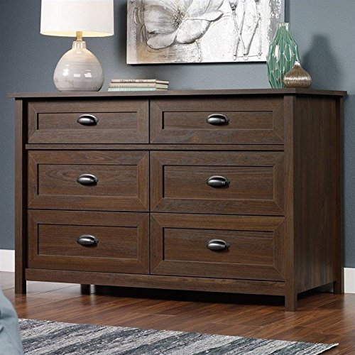 Sauder county line dresser with rum walnut finish