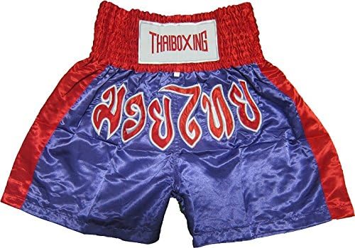 Muay Thai Kick Boxing Shorts Trunks Pants Purple with Red Trim Color Size L,xl Satin 100%