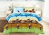 3 Piece Set Wild Horse and Eagle 3d Comforter Set (Y25) Queen