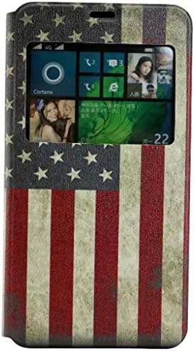 Lumia 640 XL Case,Ngift Nokia Lumia 640 XL Case American Flag [Slim Fit] Window View PU Leather Case Flip Cover Folio Case for Microsoft Nokia Lumia 640 XL Case