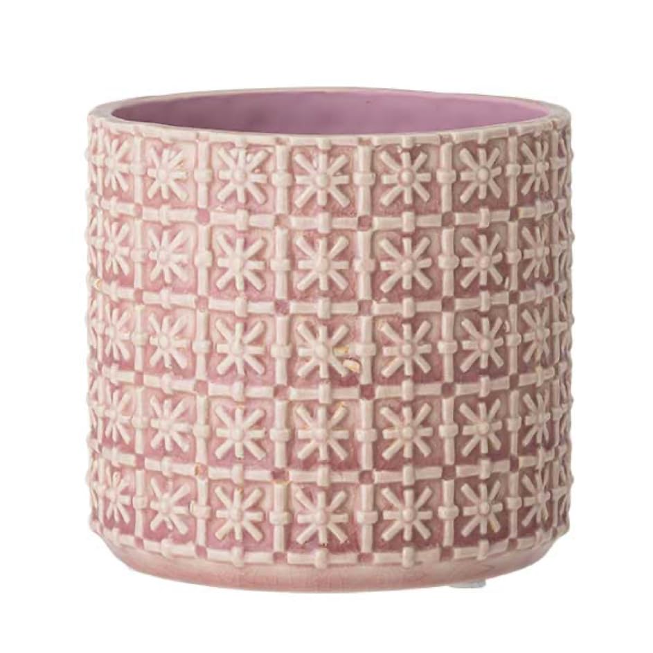 Nordring Ceramic Flower Pot Cross - colorful Planter, Pot for plants, sukkulents Size M (12,5 cm ø) Dia 5'', Stoneware, rose