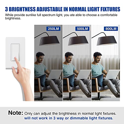 Neporal Full Spectrum Light Bulb 3 Brightness Cool White Happy Light