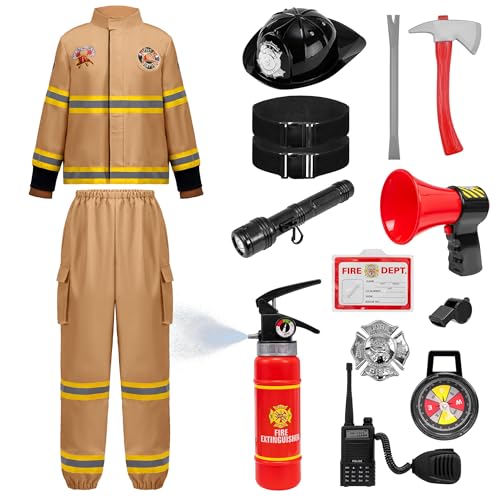 Spooktacular Creations Halloween Firefighter Costume for Kids, Boys Fireman Costume Set, Firefighter Accessories for Cosplay