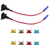 KOLACEN Automotive Car Truck 2 Pieces 16 Gauge Add-a-Circuit Fuse TAP Adapter for Low-Profile Mini Blade Type Fuse + 8 Pieces Low Profile Mini Fuse 5Apm 7.5Apm 10Apm 15Apm