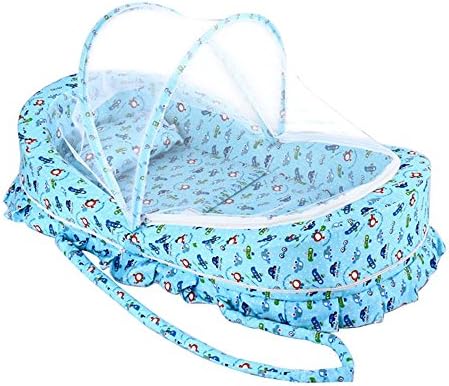 LLZJ Baby Crib Portable Mosquito Net Folding Infant Travel Cots Nursery Beds For Toddlers Mattress Multifunctional Sleeping Artifact Summer,Blue
