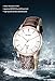 BUREI Men's Watches Ultra-Thin Dial with Rose Gold Hand and Brown Leather Strap