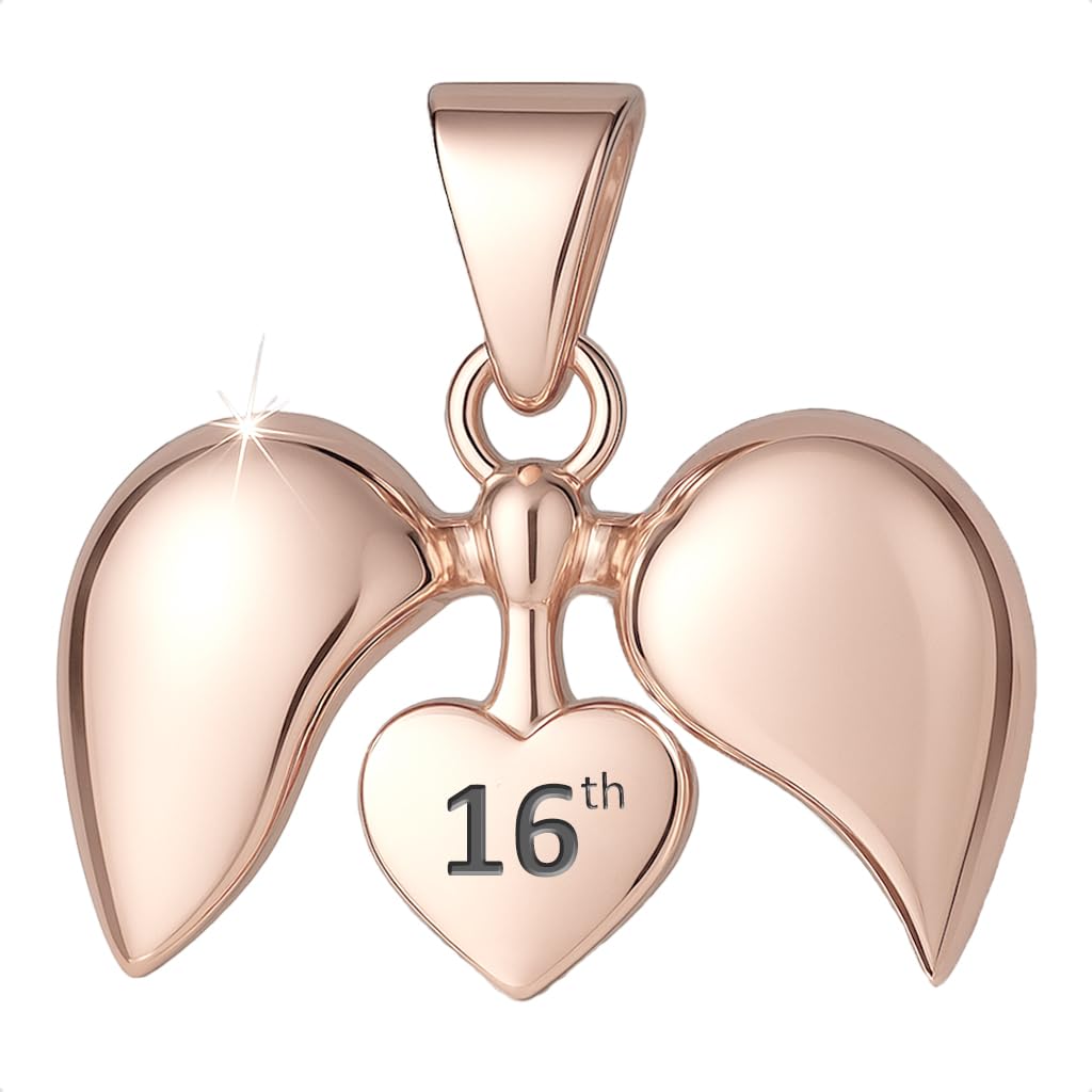 16th Love Heart Charm Bead Necklace Pendant 925 Sterling Silver with Rose Gold for Pandora Moments Women's Charms Bracelet - Sweet 16 Her Girls Women - Happy Birthday Gift Box