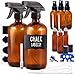8 Pack Amber Glass Spray Bottle Kit, 2x 16oz Spray, 3x 2oz Spray and 3x 10ml Roller Bottles for Essential Oils and Cleaning Solutions (Bonus: Chalk Labels, Funnel and Roller Bottle Tool)