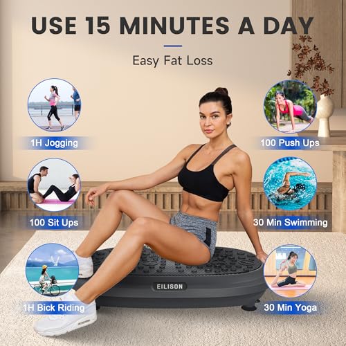 EILISON Fitmax 3D Máquina de Ejercicios con Plataforma vibratoria y Bandas elásticas, Entrenamiento en casa para máquina de Drenaje linfático para el Bienestar y la recuperación (Negro, 818)