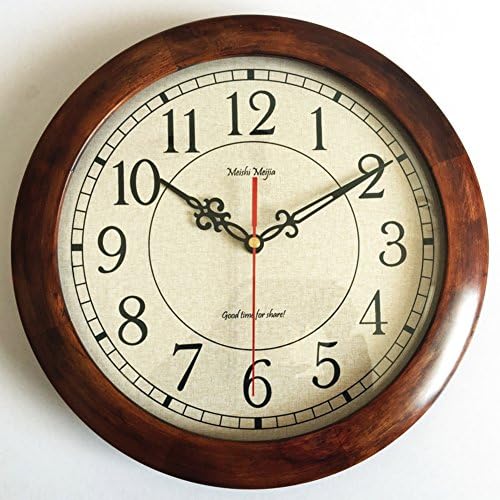Mute solid wood wall clock,Minimalist japanese style Bedroom kids room Living room wall clock