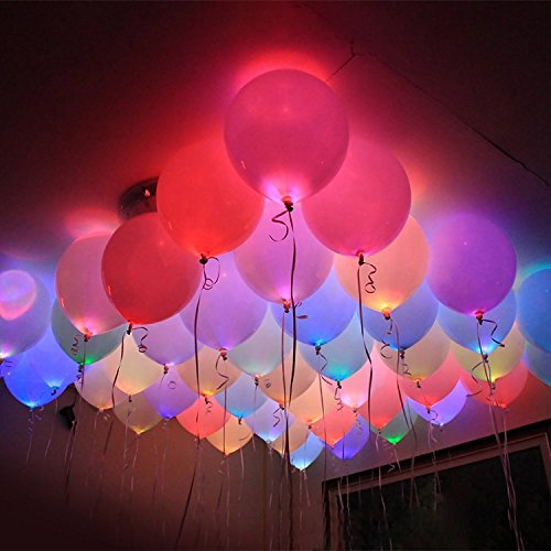 30 pack of luminous led light up balloons, dazzling mul…