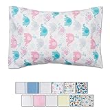 Toddler Pillowcase 13x18. Envelope Style. 100% Cotton. Hypoallergenic (Elephants).