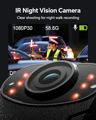 BOBLOV KJ21 32GB Body Worn Camera, 1296P Body Worn Camera, Support Memory Expand Max 256G, Outdoor 8-10Hours Recording Police Body Cam Lightweight and Portable, Clear Night Vision (64GB)