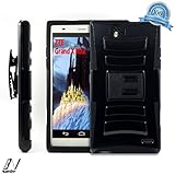 NageBee(TM) - ZTE Grand X Max/Z787 - Hybrid Armor Stand Case With Holster and Locking Belt Clip + {Touch Screen Stylus} (Holster Stand Black)