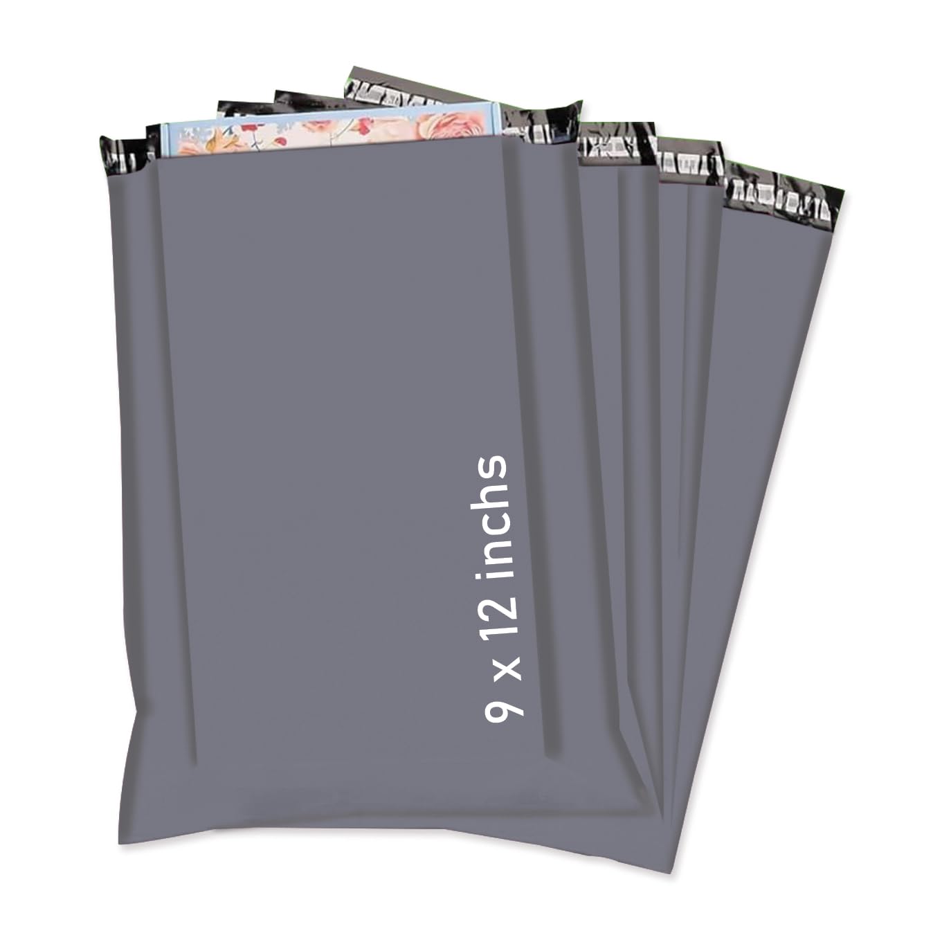 PACKY | 100 Grey Mailing Bags Strong 9" x 12" (230 x 305 mm) Self Seal Postage Bags - 100% Waterproof Recyclable Made of Polythene Durable Parcel Shipping Bags
