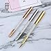 PASISIBICK Rose Gold Silver Pen with Cap - 3 Pcs Fine Point Crystal Roller Ball Gel Pens With Black Ink for Office Supplies