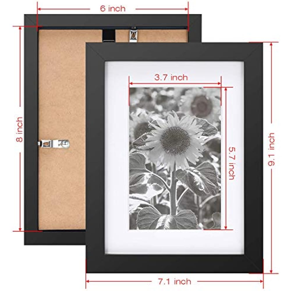  Wall & Tabletop Frames Tempered Glass 6x8 Picture Pack Of 4 With Mats