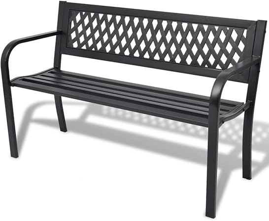 Tuduo Banc De Jardin Noir En Acier Design Simple Et Elegant Robuste Et Stable Banc Exterieur Bancs De Jardin Bancs Modernes Amazon Fr Jardin