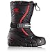 Sorel Youth Flurry-K Snow Boot, Black/Bright Red, 4 M US Big Kid