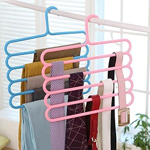 INOVERA (LABEL) 5 Layer Plastic Clothes Hanger (Set of 2), 32l x 1b x 33h cm (Assorted Colour)