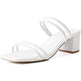 Shoe'N Tale Pearl Heels for Women Block Low Heel Heeled Sandals Square Toe Slip On Slide Mules