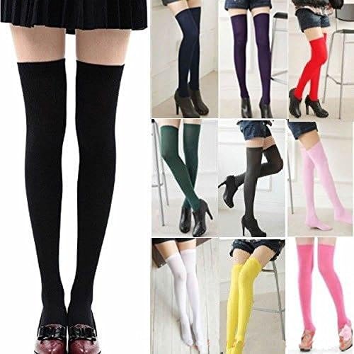 Women Cable Knit Extra Long Boot Socks Over Knee Thigh High School Girl Stocking,Black