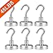 48LB Magnetic Hooks, Heavy Duty Magnet Hook with Strong Neodymium Magnet Hook for Home, Kitchen, Workplace, Office and Garage - 6-Pieces