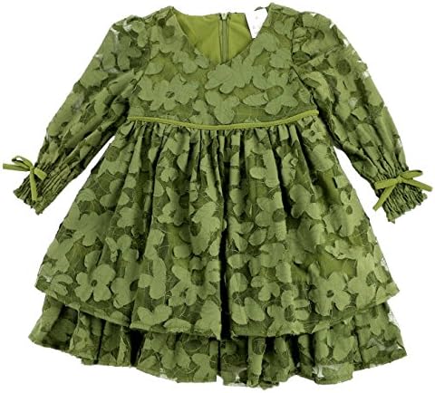 SILLY SISSY Girls Beautiful Lace Dress Princess Charlotte - 2T-7/8 (Olive, 4T)