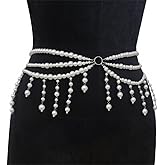 Pearl Waist Chain Belt - Punk Gothic Crossover Body Belly Chains Tassel for Women Girl