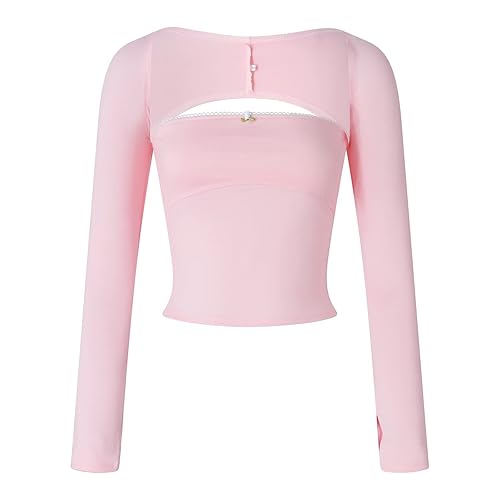 Cheshire Cat Shirt Arnsht Y2K Shirts Girly Lace Patchwork Tight Crop Tops Women Thin Lightweight Comfortable Tee Bow Tie Cute Clothes Purple S Brandy Melville Clothes