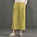 ECUPPER Womens Casual Loose Elastic Waist Cotton Trouser Cropped Wide Leg Pants Mustard Yellow 2XL