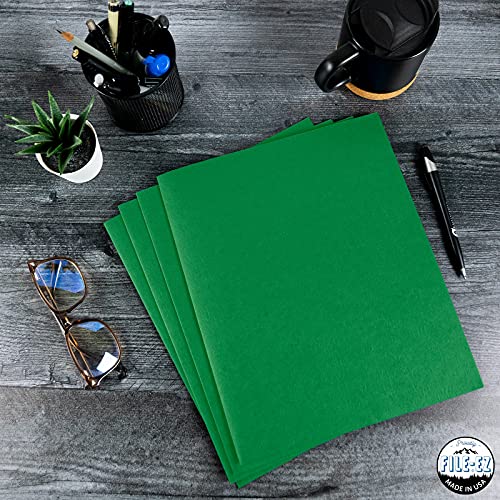FILEEZ TwoPocket Folders, Green, 25Pack, Textured Paper, Letter Size