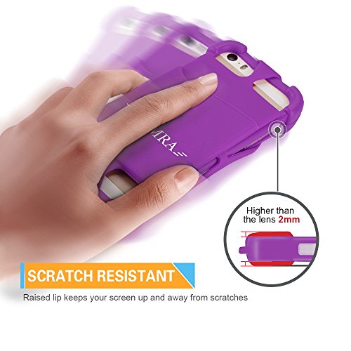 2 in 1 Cell Phone Lanyard Neck Strap Case Universal Smartphone Necklace Shockproof Cover with ID Card Slot Holder for iPhone X 8 7 6 6S 5 SE iPod Touch Samsung Galaxy S8 S7 S6 Edge (Purple)